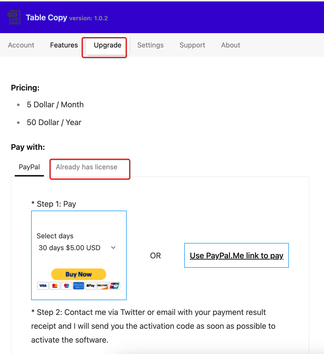 click-upgrade-tab-and-allready-has-license-tab